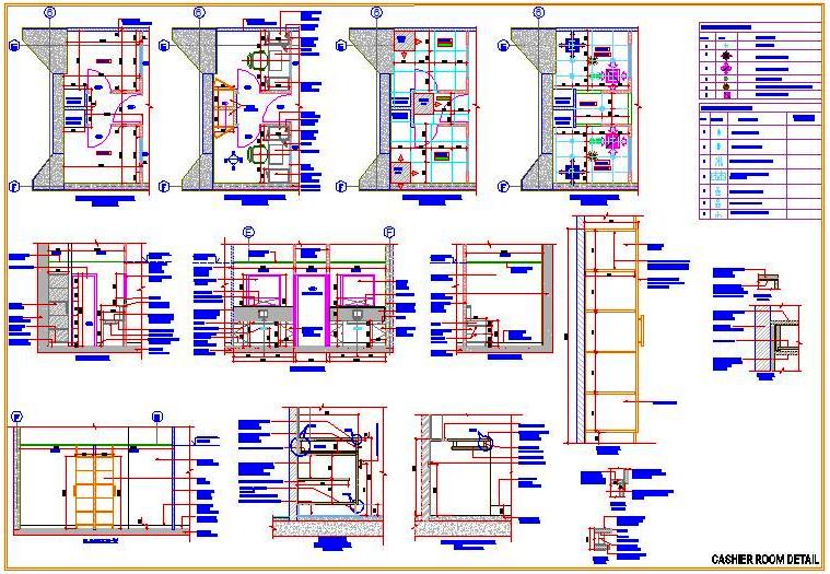 Cashier Room Design DWG- Desk, Window, and Storage Cabinet